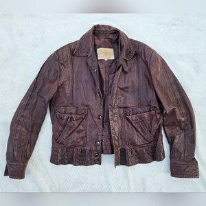 Saxony Vintage Bomber-style Blouson Distressed Leather jacket Men's sz 44